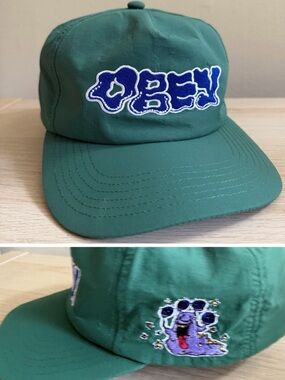 Obey Blue Logo Green Cap with Purple Patch (NWOT)